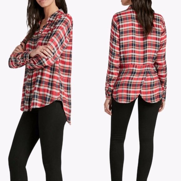 Lucky Brand Tops - LUCKY BRAND Split Back Plaid Flannel Button Top M